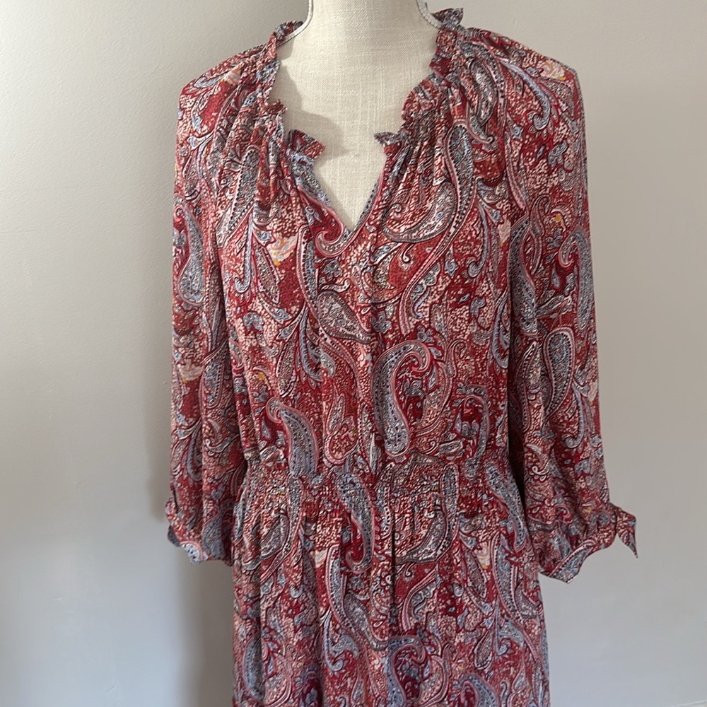 NWT Talbots Paisley Fall Dress Petite Large - Picture 2 of 9